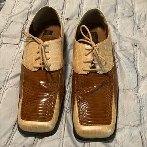 Roberto Chillini men’s 2 tone square toe lace up dress shoes Sz 13